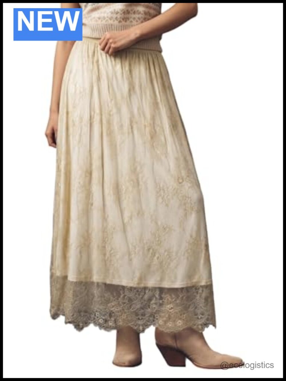 Boho Lace Maxi Skirt A-Line Flowy Long Skirt Casual